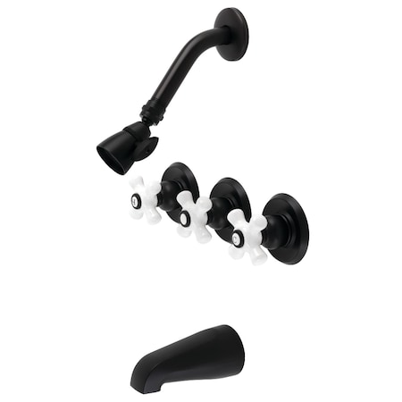 Kingston Brass Tub and Shower Faucet, Matte Black, Wall Mount KB230PX